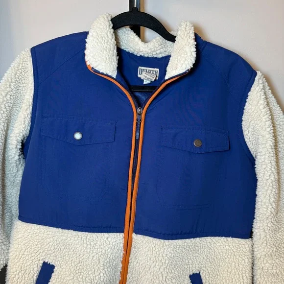 Duluth Women's Sherpa Full Zip Jacket Blue Cream Size Medium - Picture 3 of 9